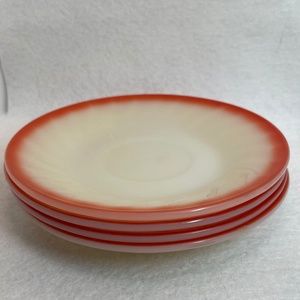 Set of 4 FIRE KING Sunrise Swirl Saucers | Vintage MCM Dishes
